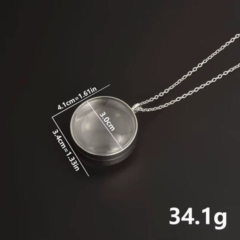 1Pc 15 - 30Mm DIY Acier Inoxydable Double Curved round Locket Pendant Necklaces Living Glass Ashes Medaillon Women Collar Jewelry - Memorialine