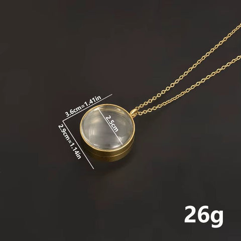 1Pc 15 - 30Mm DIY Acier Inoxydable Double Curved round Locket Pendant Necklaces Living Glass Ashes Medaillon Women Collar Jewelry - Memorialine