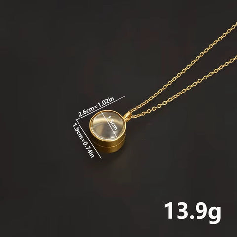 1Pc 15 - 30Mm DIY Acier Inoxydable Double Curved round Locket Pendant Necklaces Living Glass Ashes Medaillon Women Collar Jewelry - Memorialine