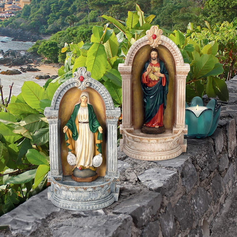 Holy Family Devotionals: Italian-Style Font Statues, Set of Two