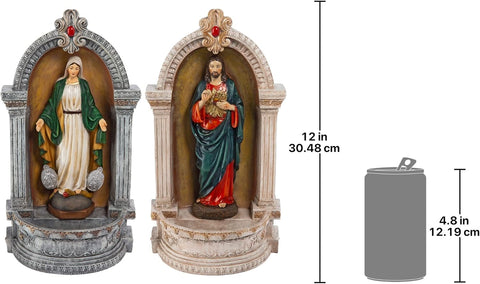 Holy Family Devotionals: Italian-Style Font Statues, Set of Two