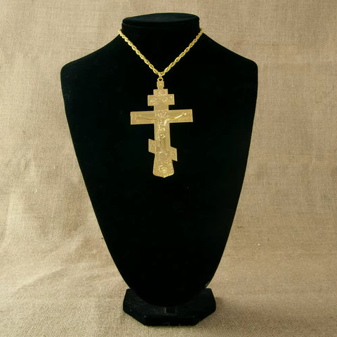 Orthodox Pectoral Cross Fashion Byzantine Cross Gold Plated Crucifix Cross Necklace Pendant for Bishop Pastor Religion Gift