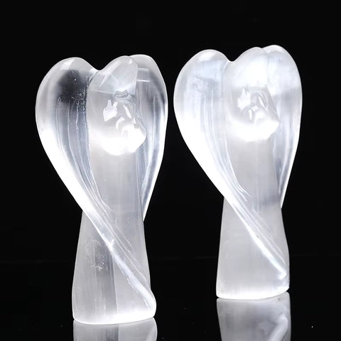 Guardian Angel Figurine Natural White Selenite Raw Crystals Hand Carved Gypsum Crystal Healing Stone Home Decor DIY Gifts 1PC