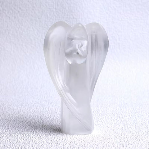 Guardian Angel Figurine Natural White Selenite Raw Crystals Hand Carved Gypsum Crystal Healing Stone Home Decor DIY Gifts 1PC