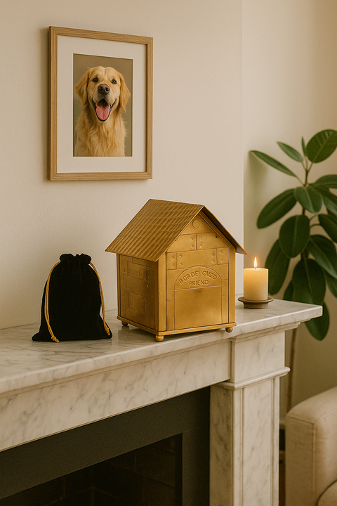 Bronze Pet House Cremation Urn – “Our Beloved Friend”