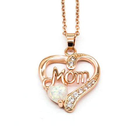 Huitan Mother'S Day Necklace for Mom Luxury Trendy Craved Pendant Necklace Pink Flower Aesthetic Neck Accessories Love Jewelry