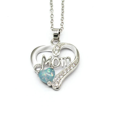 Huitan Mother'S Day Necklace for Mom Luxury Trendy Craved Pendant Necklace Pink Flower Aesthetic Neck Accessories Love Jewelry