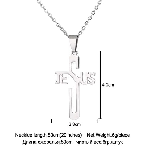 Religious Jesus Cross Necklace Men/Women 2019 New Fashion Stainless Steel Cross Pendent with Chain Necklace Jewelry Gifts