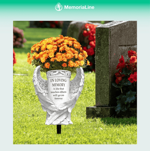 Cemetery Grave Vase with Ground Spikes, - Memorialine