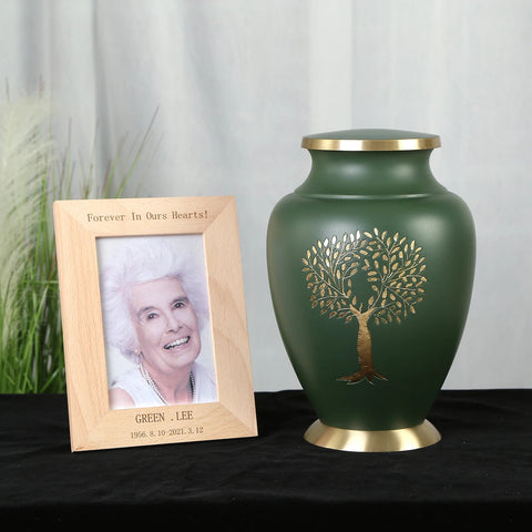 Ceramic Funeral Ashes Urn with Photo Frame - Memorialine