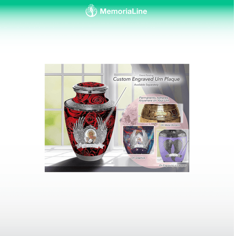 Crimson Rose Urn – Handcrafted Decorative Ashes Urn for Women - Memorialine