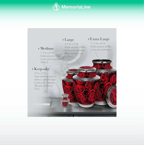 Crimson Rose Urn – Handcrafted Decorative Ashes Urn for Women - Memorialine
