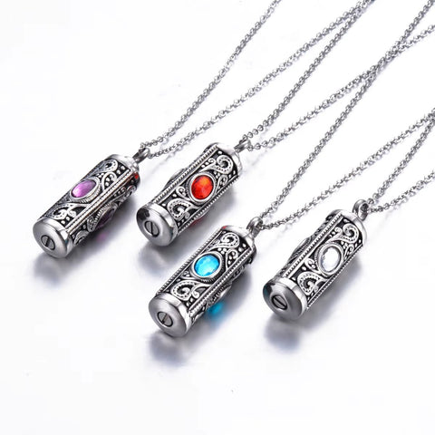 Crystal Stainless Steel Cremation Urn Pendant - Memorialine
