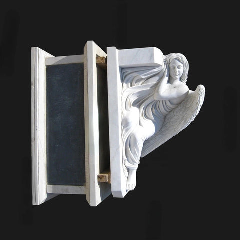 Custom White Angel Granite Tombstone - Memorialine