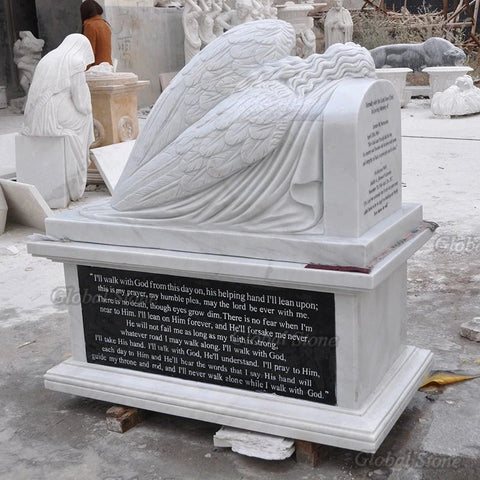 Custom White Angel Granite Tombstone - Memorialine