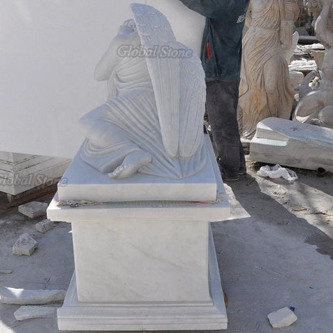 Custom White Angel Granite Tombstone - Memorialine