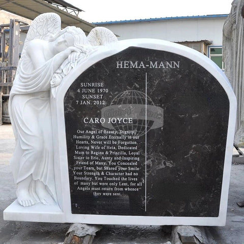 Custom White Angel Granite Tombstone - Memorialine