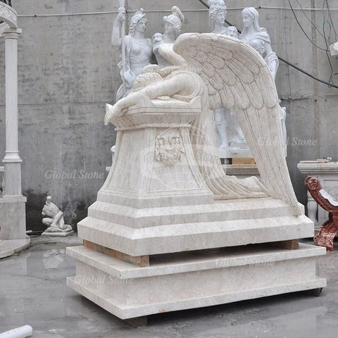 Custom White Angel Granite Tombstone - Memorialine