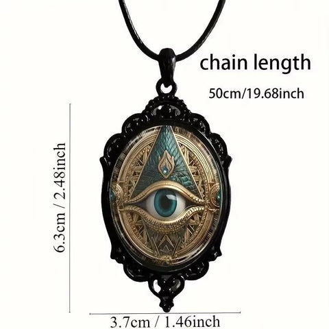 Dark Gothic Witch Pendant Necklace - Punk Cross Metal Leather Rope Chain for Women & Men | Enchanted Vintage Halloween Gift - Memorialine