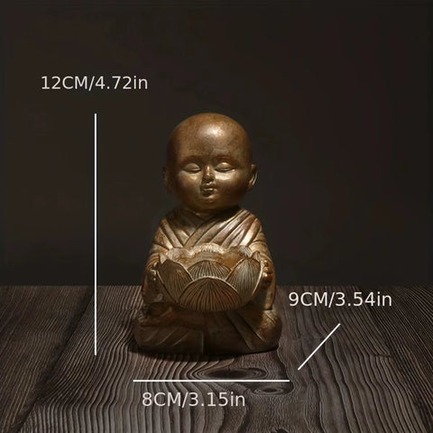 Zen Small Buddha Statue Candlestick Decorative Lamp Antique Porch Bedroom Home Little Monk Meditation Resin Crafts Creative Orna