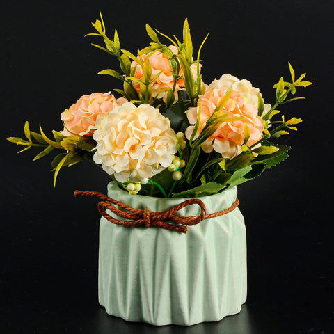 Artificial Flower Plants – Mini Fake Hydrangea Flowers in Pot for Home Decor Party Wedding Office Patio Table Desk Decoration, Set of 4, 3.3''(D) X 5.5''(H)