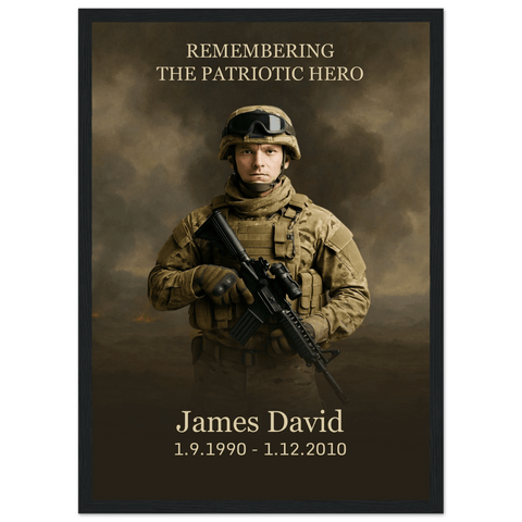 Framed Military Tribute Portrait – Honor Their Story with Elegance - Memorialine