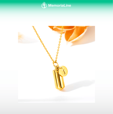 Gold Stainless Steel Cremation Urn Pendant - Memorialine