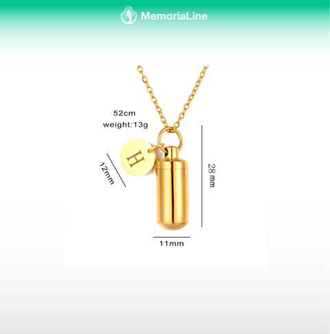 Gold Stainless Steel Cremation Urn Pendant - Memorialine