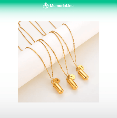 Gold Stainless Steel Cremation Urn Pendant - Memorialine