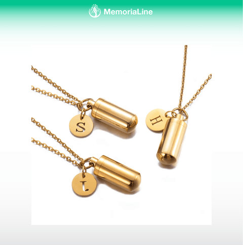 Gold Stainless Steel Cremation Urn Pendant - Memorialine