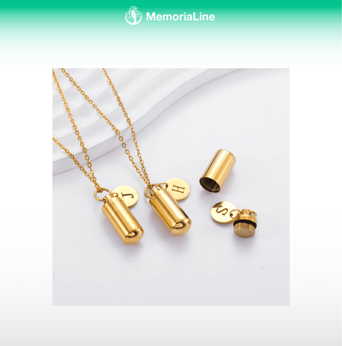 Gold Stainless Steel Cremation Urn Pendant - Memorialine