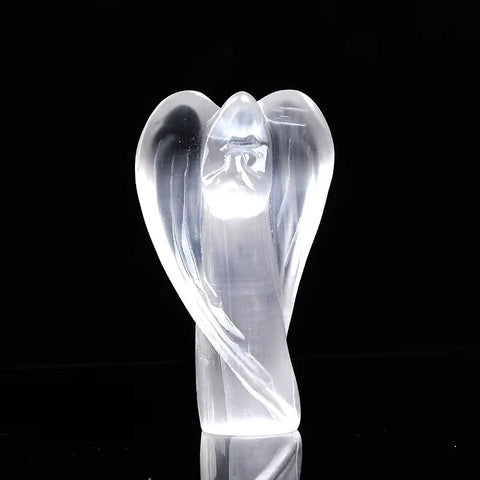 Guardian Angel Figurine – Hand - Carved Natural White Selenite - Memorialine