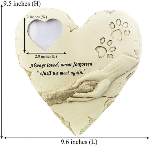 Heart - Shaped Pet Memorial Stone with Photo Frame - Memorialine