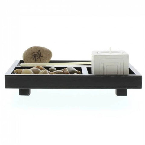 Home Decorative Zen Garden with Candle Holder - Wood - Memorialine