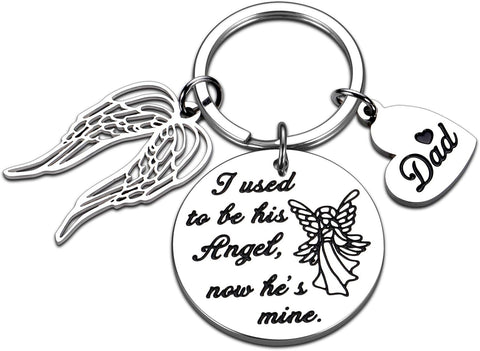 "I Used to Be His Angel, Now He’s Mine" Memorial Keychain - Memorialine
