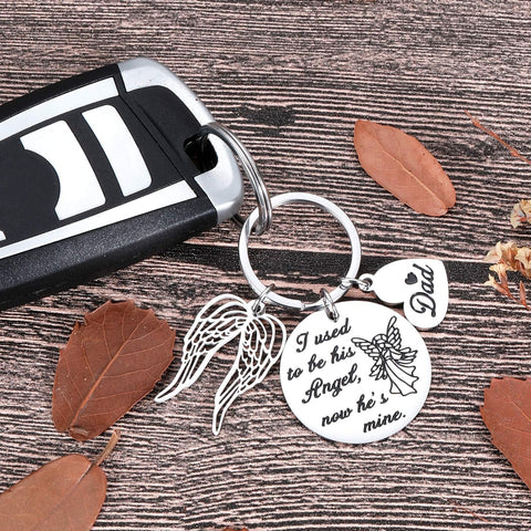 "I Used to Be His Angel, Now He’s Mine" Memorial Keychain - Memorialine