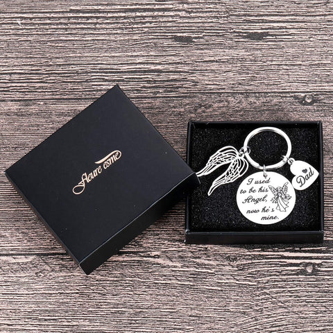 "I Used to Be His Angel, Now He’s Mine" Memorial Keychain - Memorialine