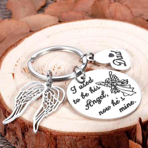 "I Used to Be His Angel, Now He’s Mine" Memorial Keychain - Memorialine