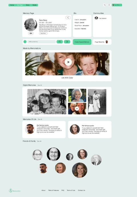 Interactive Memorial Pages - Memorialine