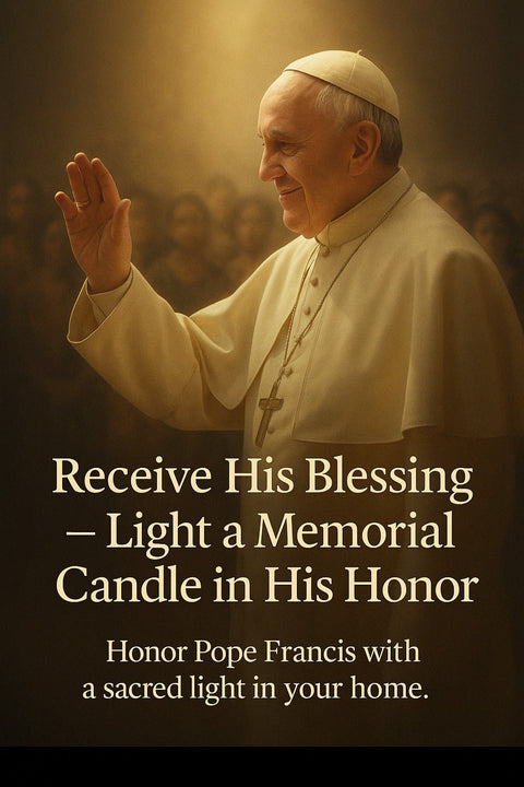 Memorial Candle in Honor of Pope Francis – A Light of Faith and Blessing - Memorialine