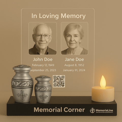 Mini Keepsake Urn – Silver with Cross - Memorialine