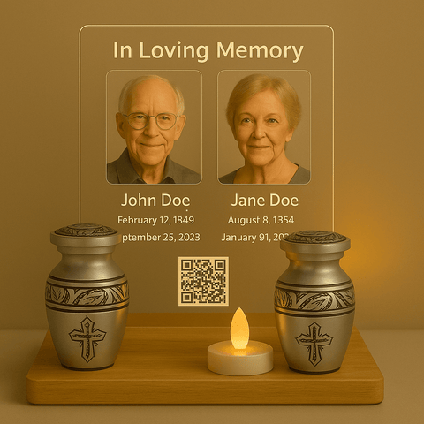 Mini Keepsake Urn – Silver with Cross - Memorialine