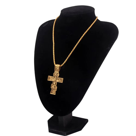 Movie John Wick Jesus Cross Necklace Crucifix Eastern Orthodox Prayer Big Pendant for Men Women Jewelry Accessories Gifts - Memorialine