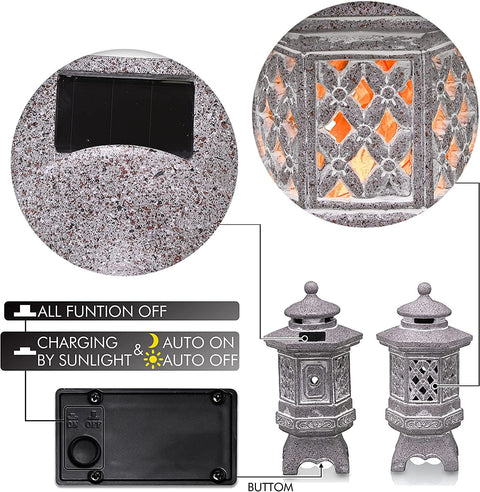 Pagoda Garden Statues with Solar Lights - Memorialine