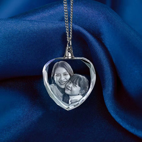 Personalized 2D Laser Engraved Crystal Pendant - Memorialine