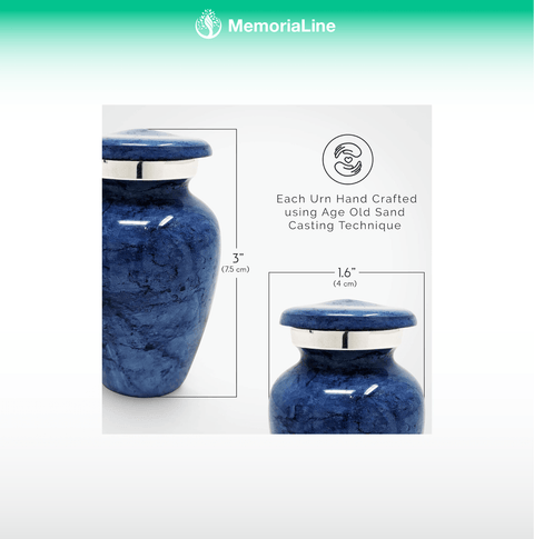Pisces Blue Small Aluminum Keepsake Cremation Urn, Available in 4 Colors - Memorialine