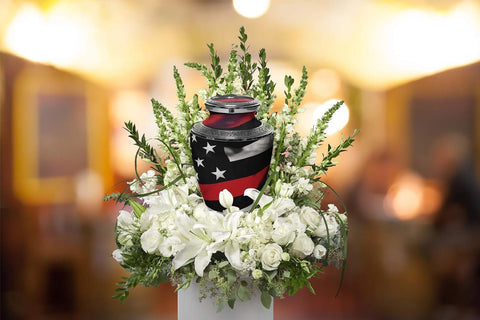 Red Line Firefighter Cremation Urn - Memorialine