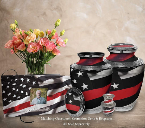 Red Line Firefighter Cremation Urn - Memorialine
