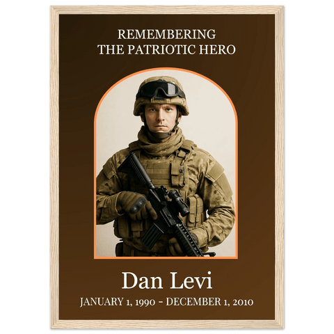 Remembering The Patriotic Hero | Military Remembrance | Personalized Wooden Framed Poster - Memorialine