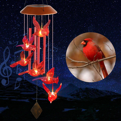Solar Cardinal Memorial Wind Chimes - Memorialine